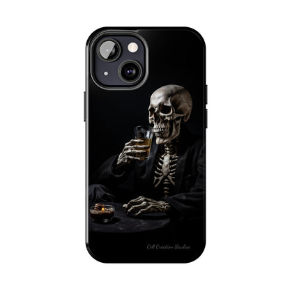 "Embrace the Dark Side with Our Skeleton Drinking Phone Case" -Tough Phone Cases