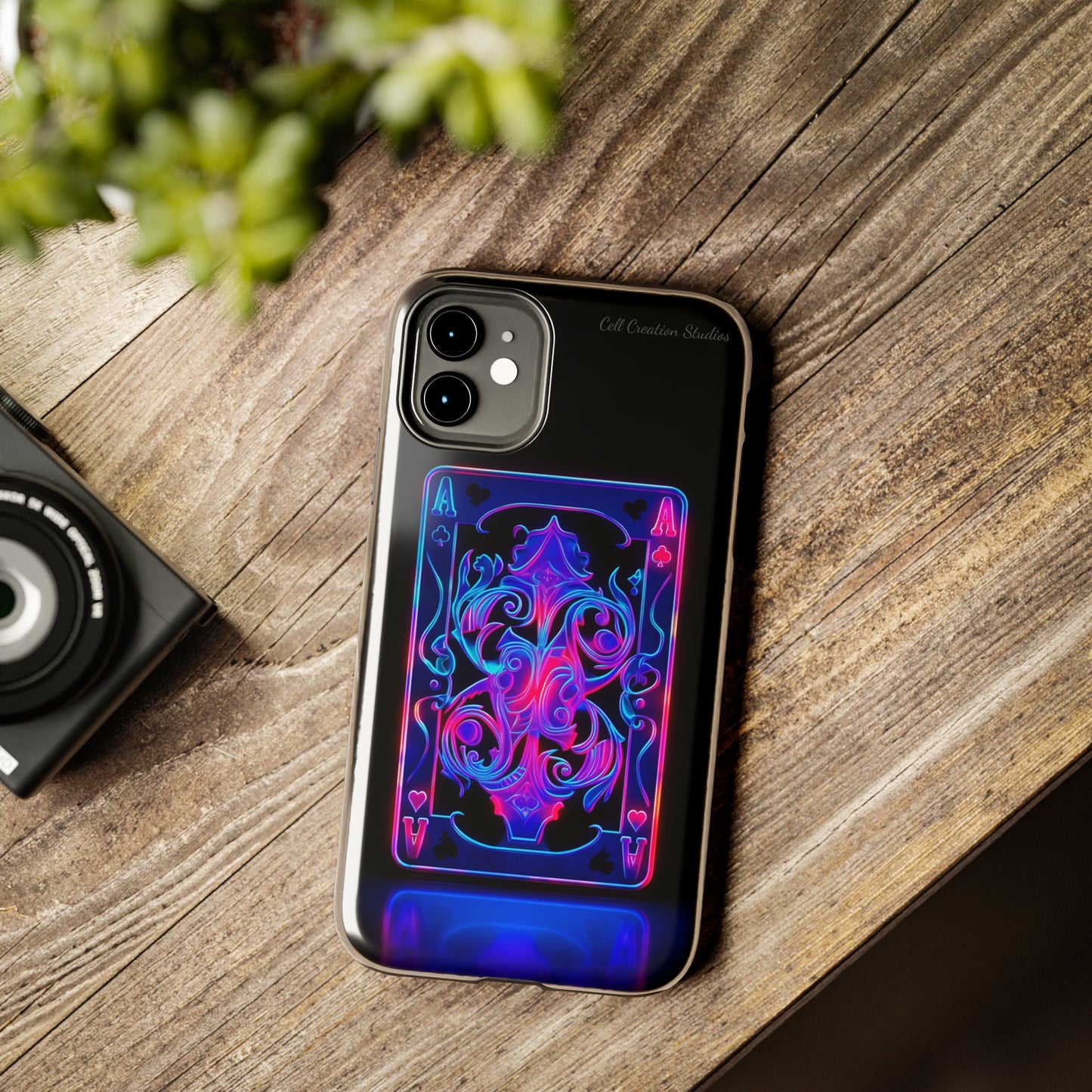 Introducing the "Neon Ace of Hearts" Cell Phone Case – Elevate Your Style with a Dazzling Card -Tough Phone Cases