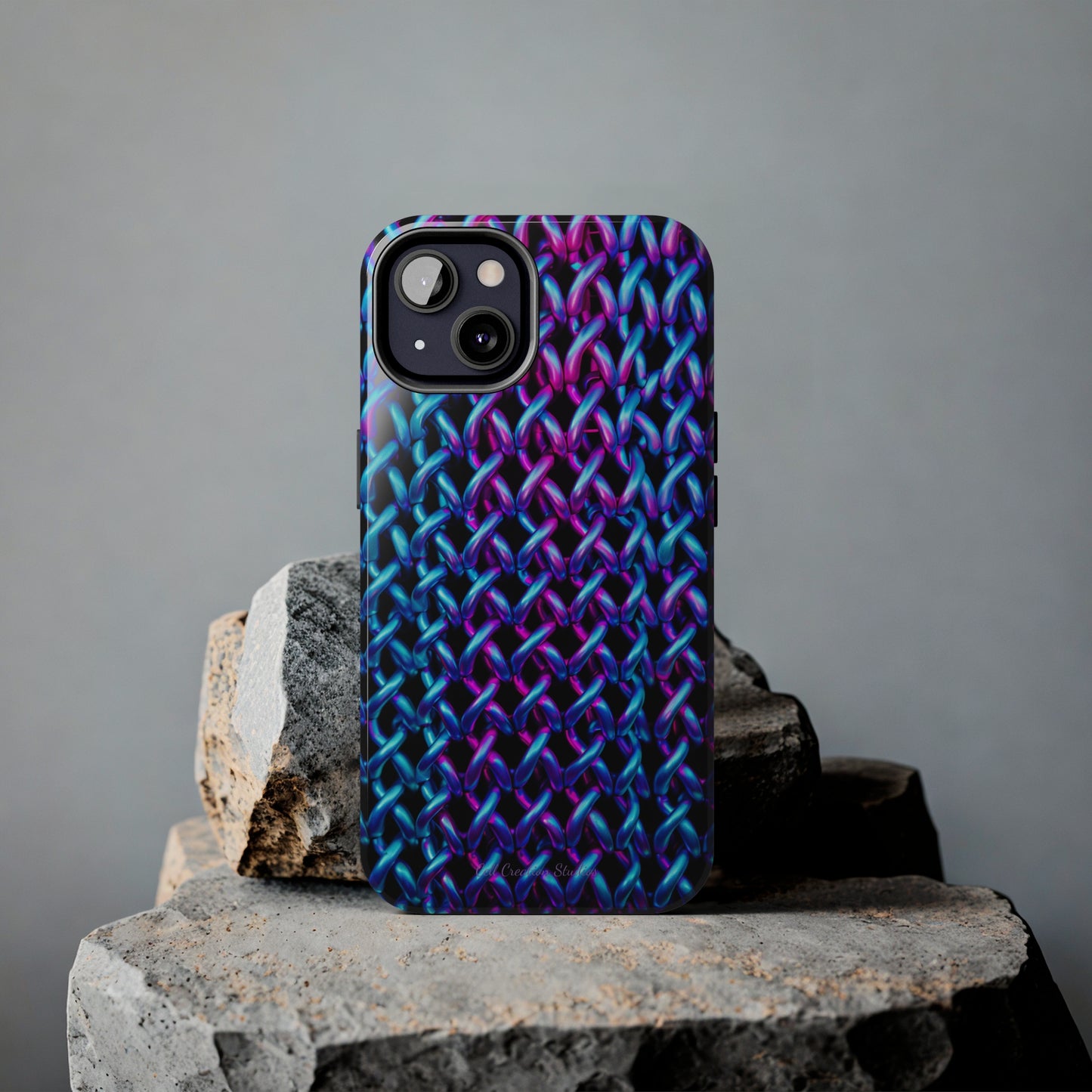 Introducing the "Neon Chainlink Glow" Cell Phone Case – Illuminate Your Style with Vibrant Chain Pattern Design -Tough Phone Cases