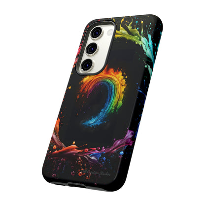 "Vibrant Swirls Painted on Black" Cell Phone Case -Tough Cases