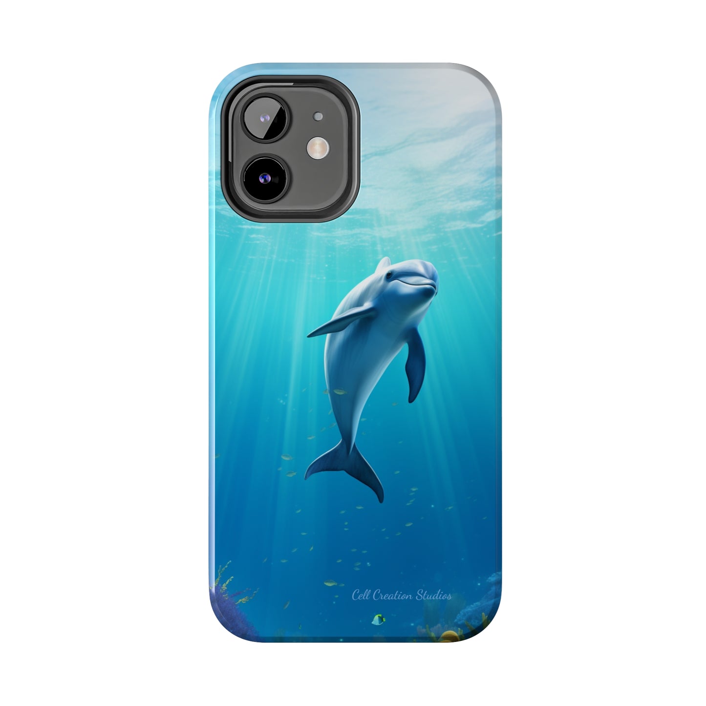 Introducing the "Dolphin Serenity" Cell Phone Case – Dive into Tranquility with a Graceful Dolphin -Tough Phone Cases