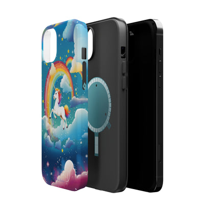 Introducing the "Rainbow Soar" Cell Phone Case – Embark on a Whimsical Journey with a Flying Unicorn -MagSafe Tough Cases