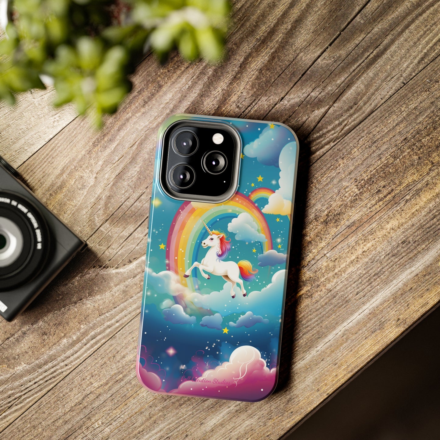 Introducing the "Rainbow Soar" Cell Phone Case – Embark on a Whimsical Journey with a Flying Unicorn -Tough Phone Cases