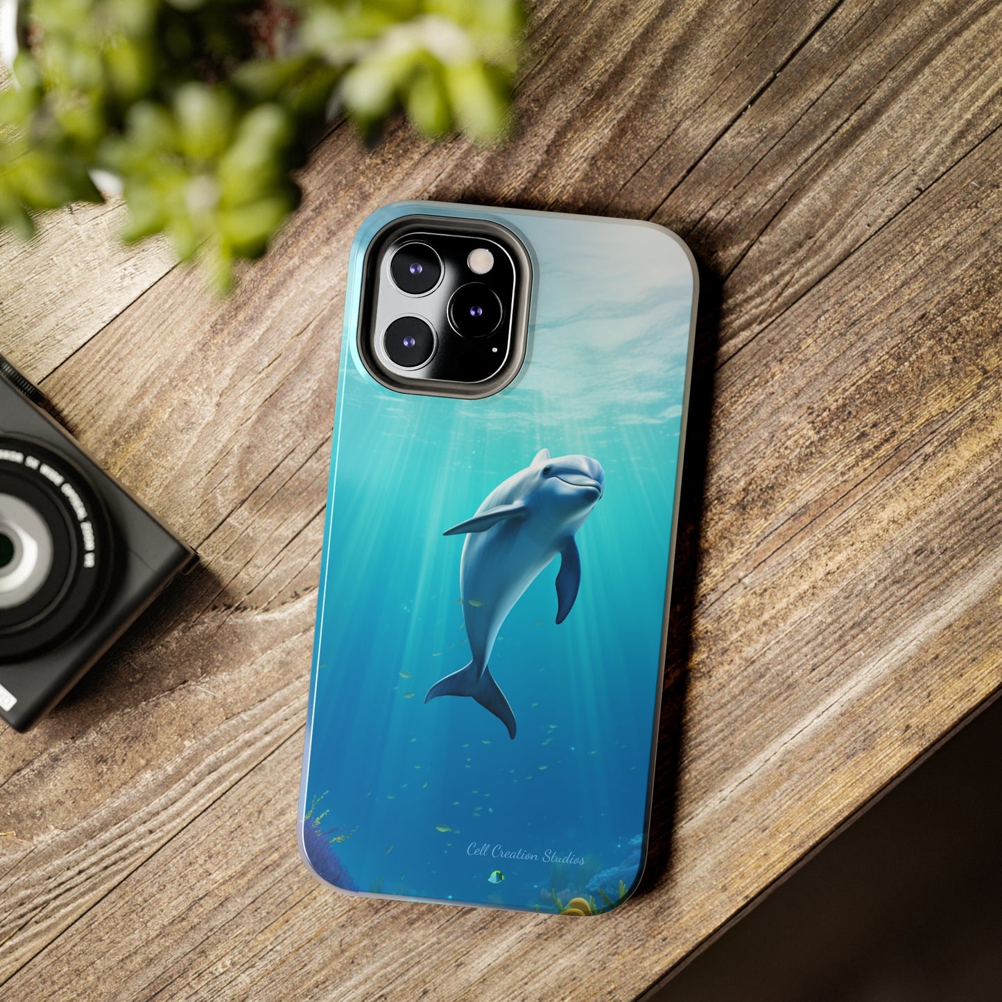 Introducing the "Dolphin Serenity" Cell Phone Case – Dive into Tranquility with a Graceful Dolphin -Tough Phone Cases