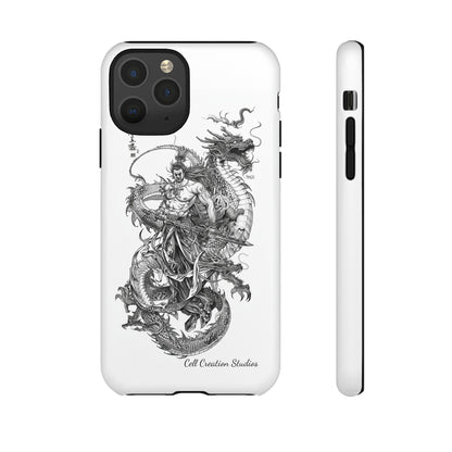 "Samurai and Dragon Sketch" -Tough iPhone Cases