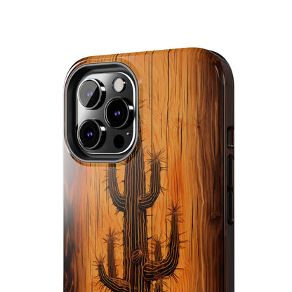 "Cactus Burnt Wood" Phone Case -Tough Phone Cases