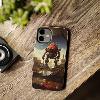 Introducing the "Urban Encounter" Cell Phone Case – Witness the Epic Convergence of Man and Giant Robot -Tough Phone Cases