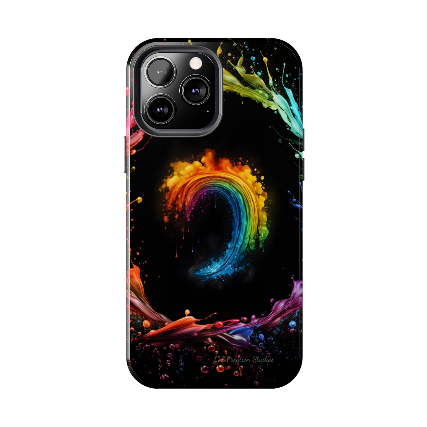 "Vibrant Swirls Painted on Black" Cell Phone Case -Tough Phone Cases