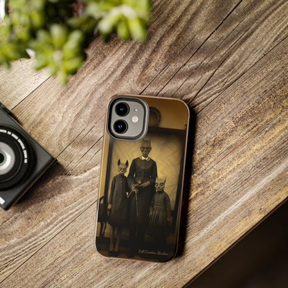 Introducing the "Vintage Odd Creatures" Cell Phone Case – Step into the Eerie Charm of a Haunting Family Portrait -Tough Phone Cases