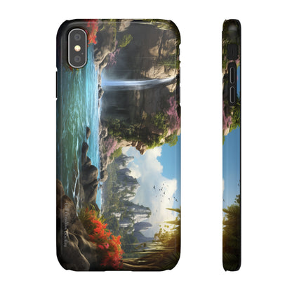 Introducing the "Nature's Cascade" Cell Phone Case – Capture Majestic Beauty with Rock Cliffs and Waterfall! -Snap Cases