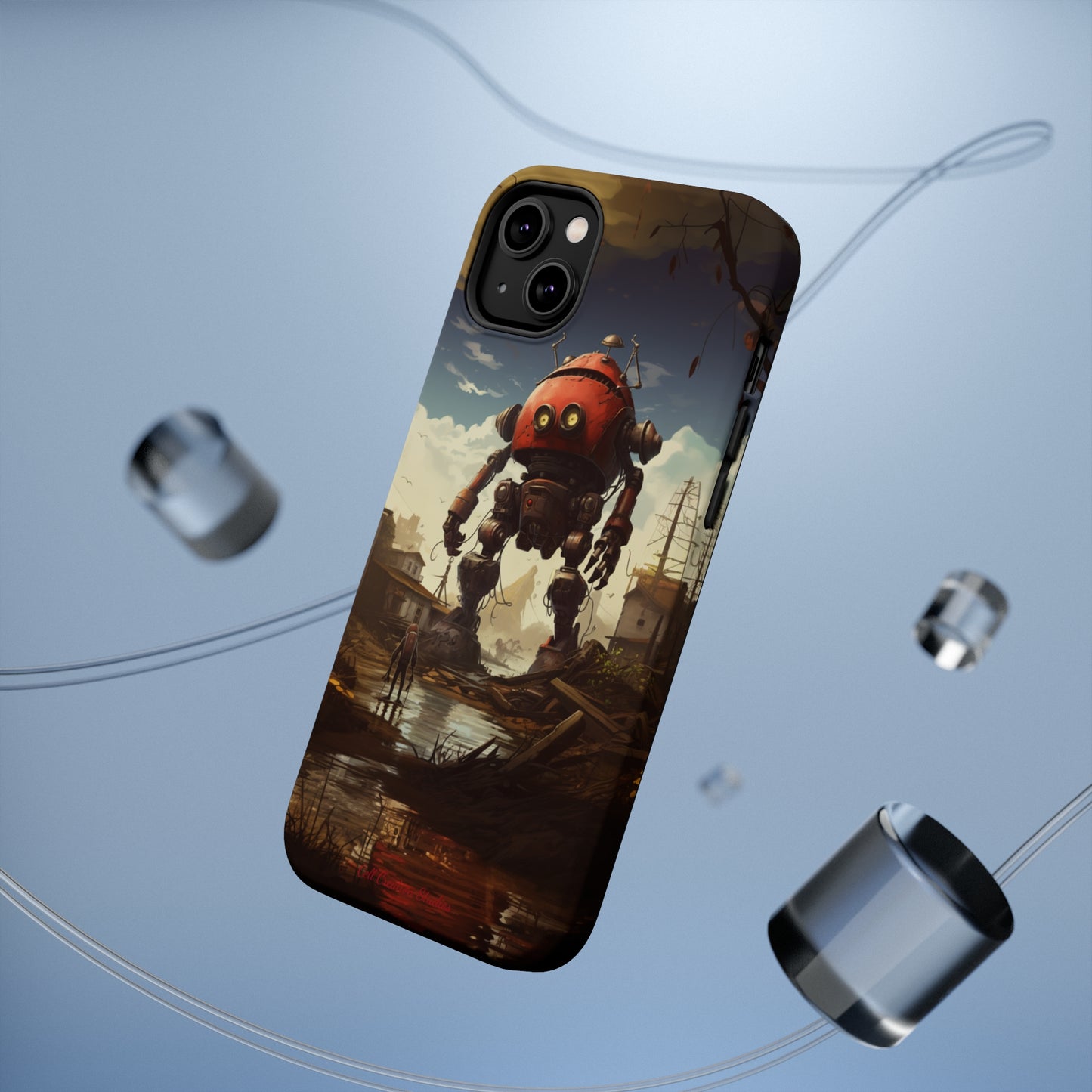 Introducing the "Urban Encounter" Cell Phone Case – Witness the Epic Convergence of Man and Giant Robot -MagSafe Tough Cases