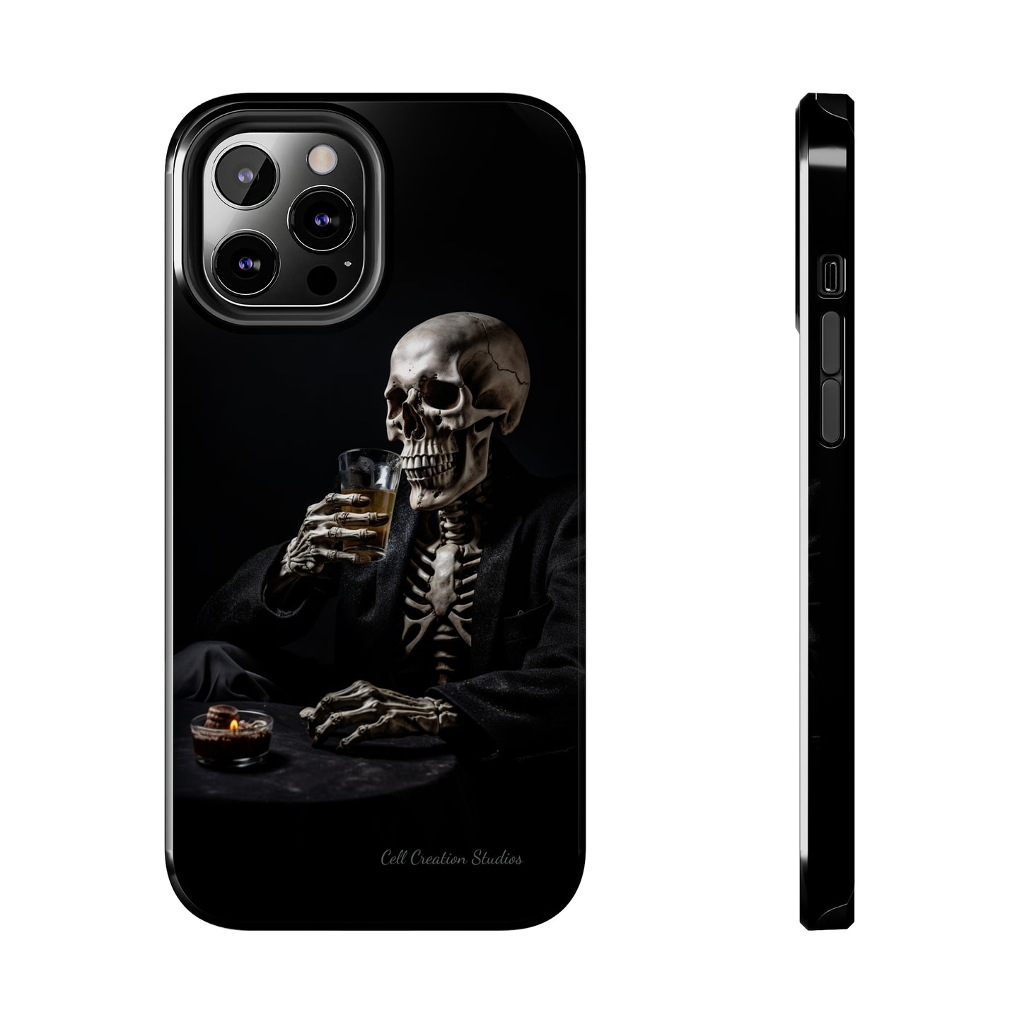 "Embrace the Dark Side with Our Skeleton Drinking Phone Case" -Tough Phone Cases