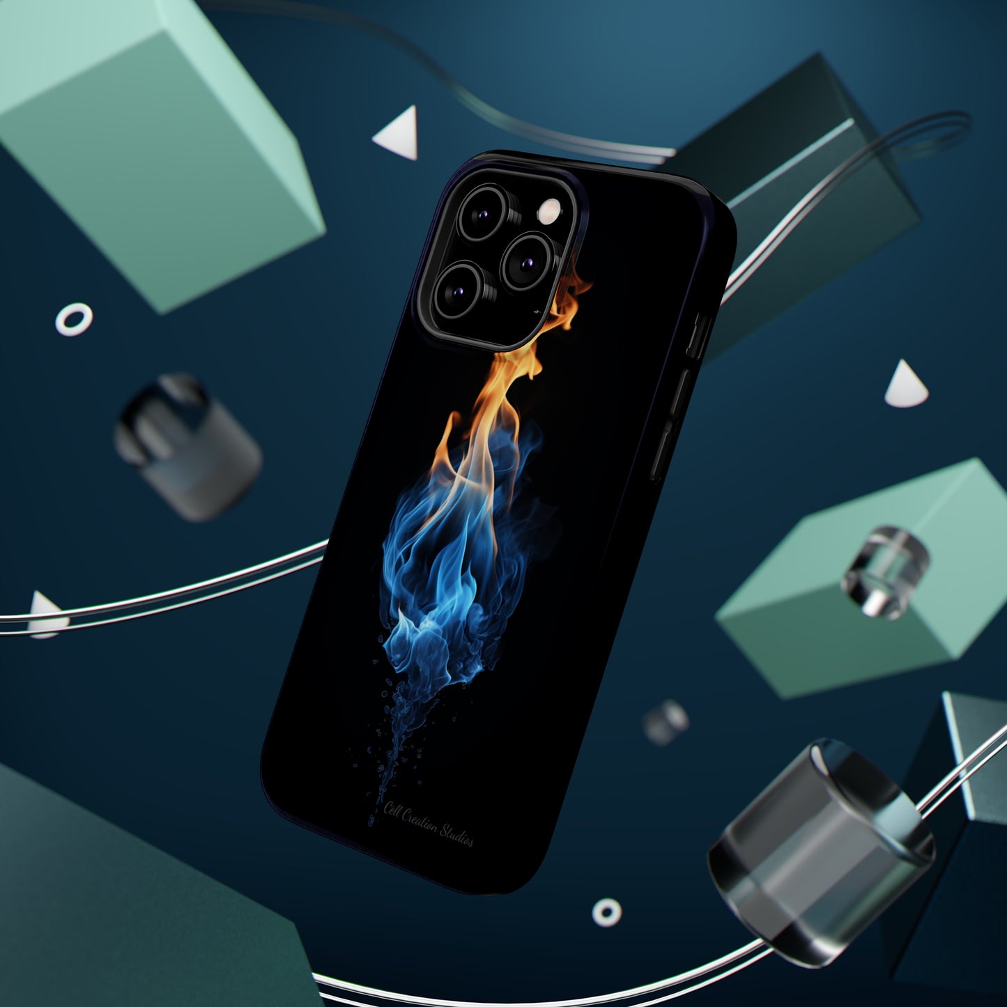 "Elegant Blue and Orange Flame" Phone Case: Ignite Your Style -MagSafe Tough Cases