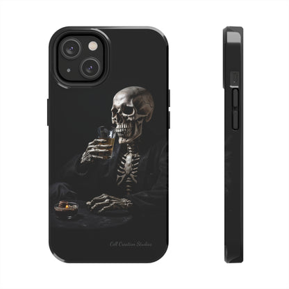 "Embrace the Dark Side with Our Skeleton Drinking Phone Case" -Tough Phone Cases