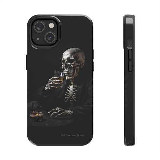 "Embrace the Dark Side with Our Skeleton Drinking Phone Case" -Tough Phone Cases