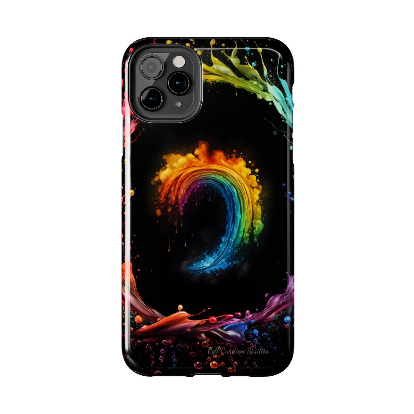 "Vibrant Swirls Painted on Black" Cell Phone Case -Tough Phone Cases