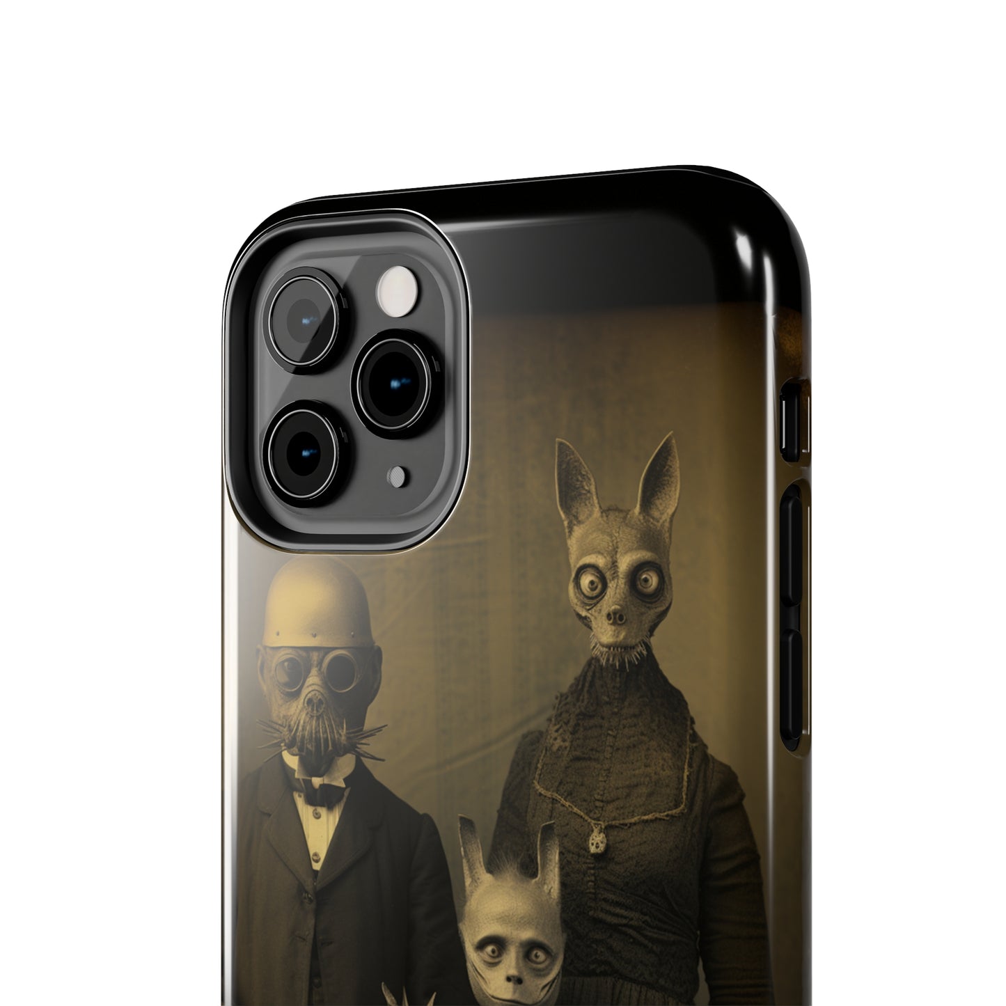 Introducing the "Vintage Odd Creatures" Cell Phone Case – Step into the Eerie Charm of a Haunting Family Portrait -Tough Phone Cases