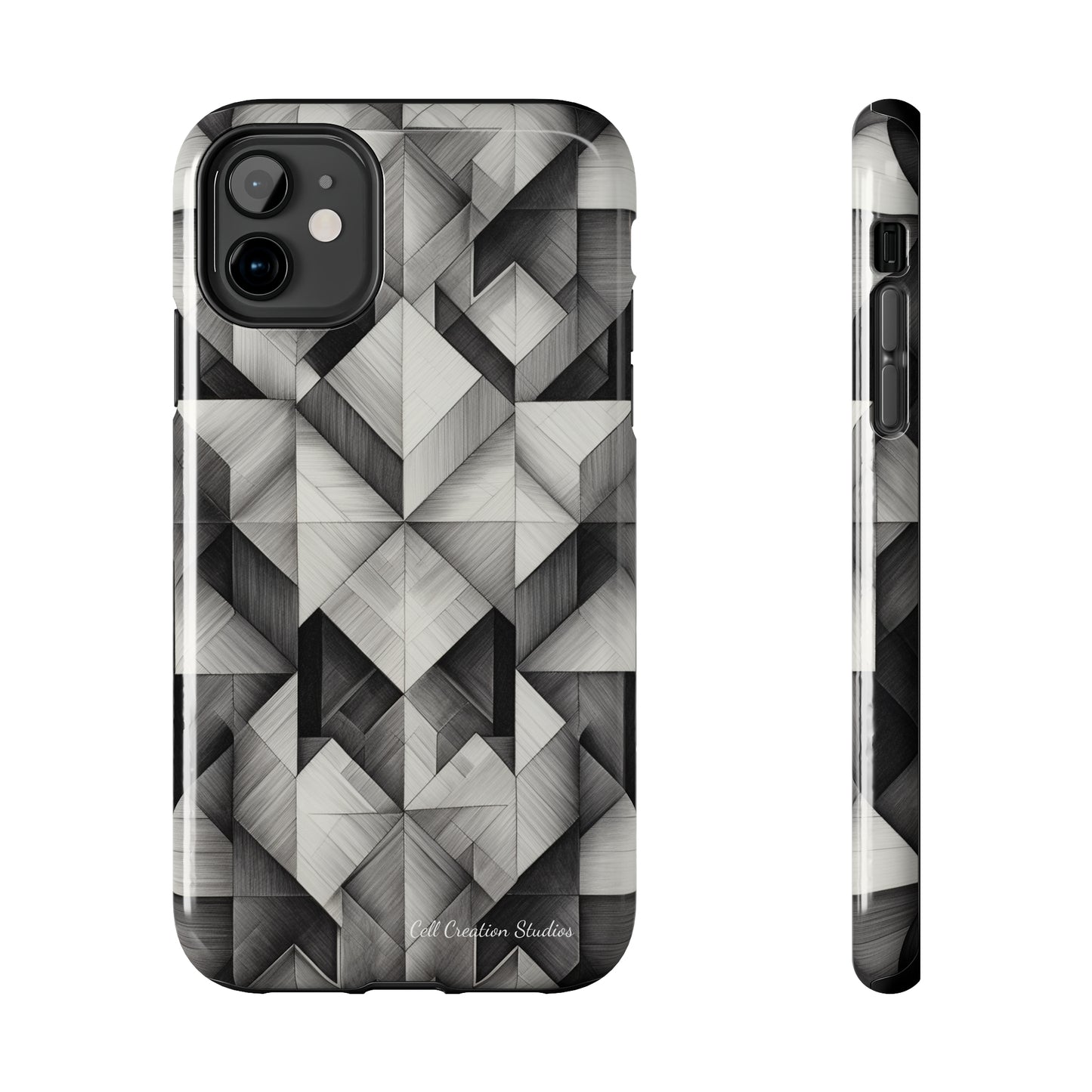 The "Black and White Geometric Pattern" Cell Phone Case- Elevate Your Phone's Style-Tough Phone Cases