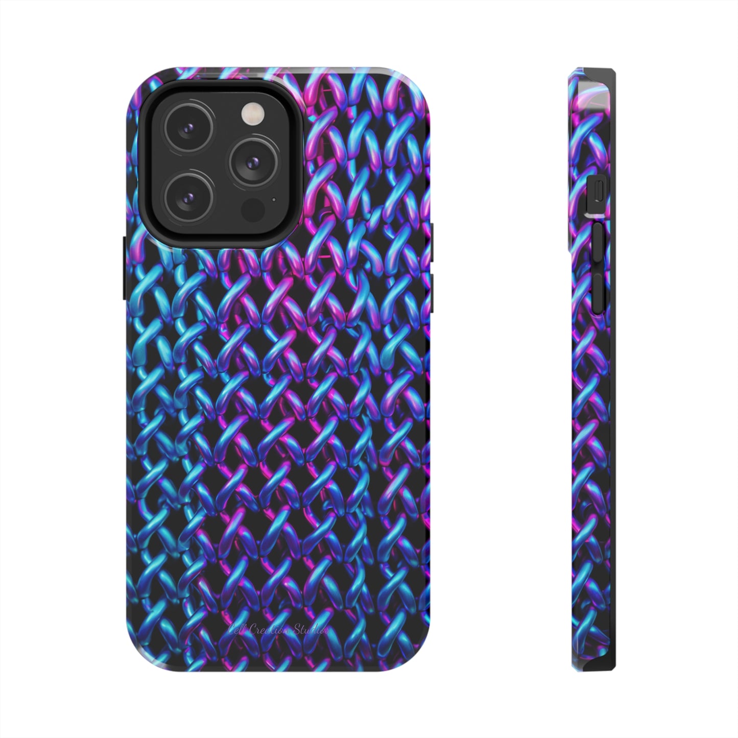 Introducing the "Neon Chainlink Glow" Cell Phone Case – Illuminate Your Style with Vibrant Chain Pattern Design -Tough Phone Cases