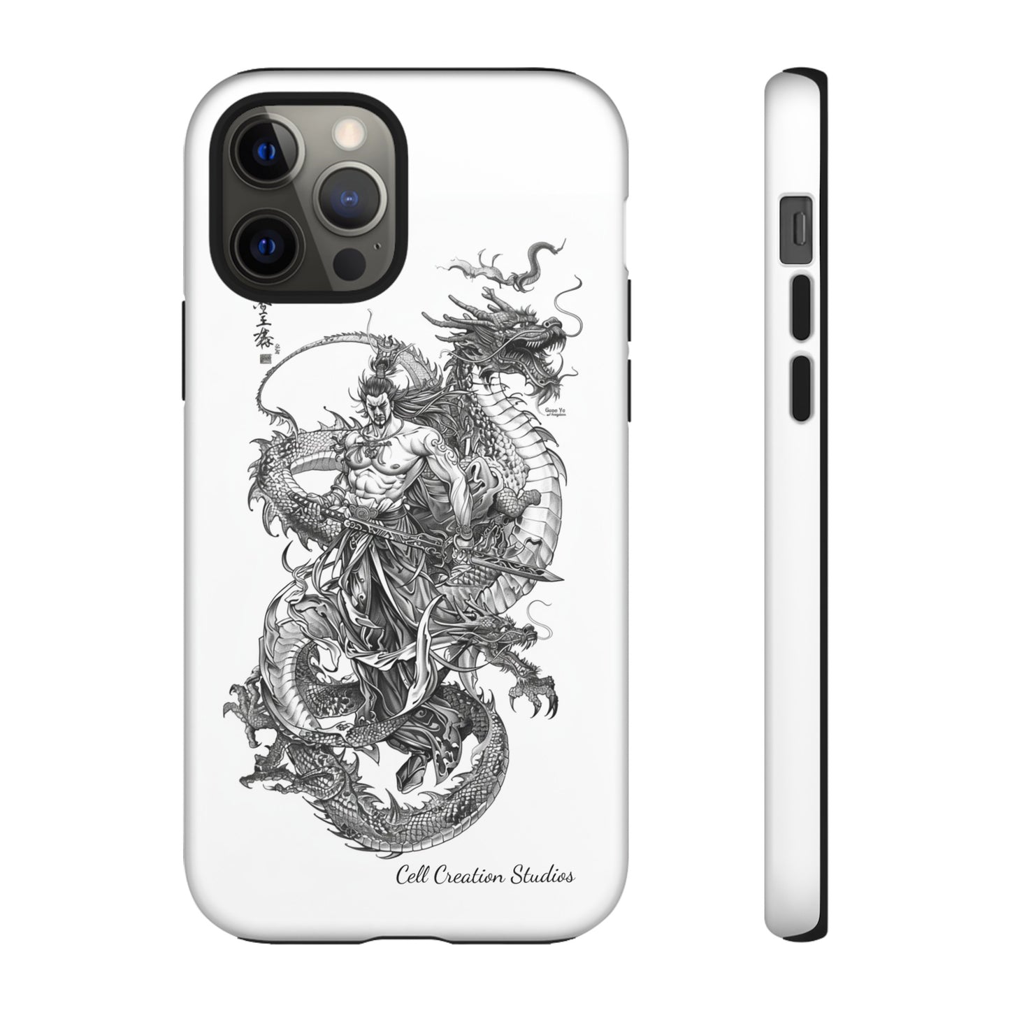 "Samurai and Dragon Sketch" -Tough iPhone Cases