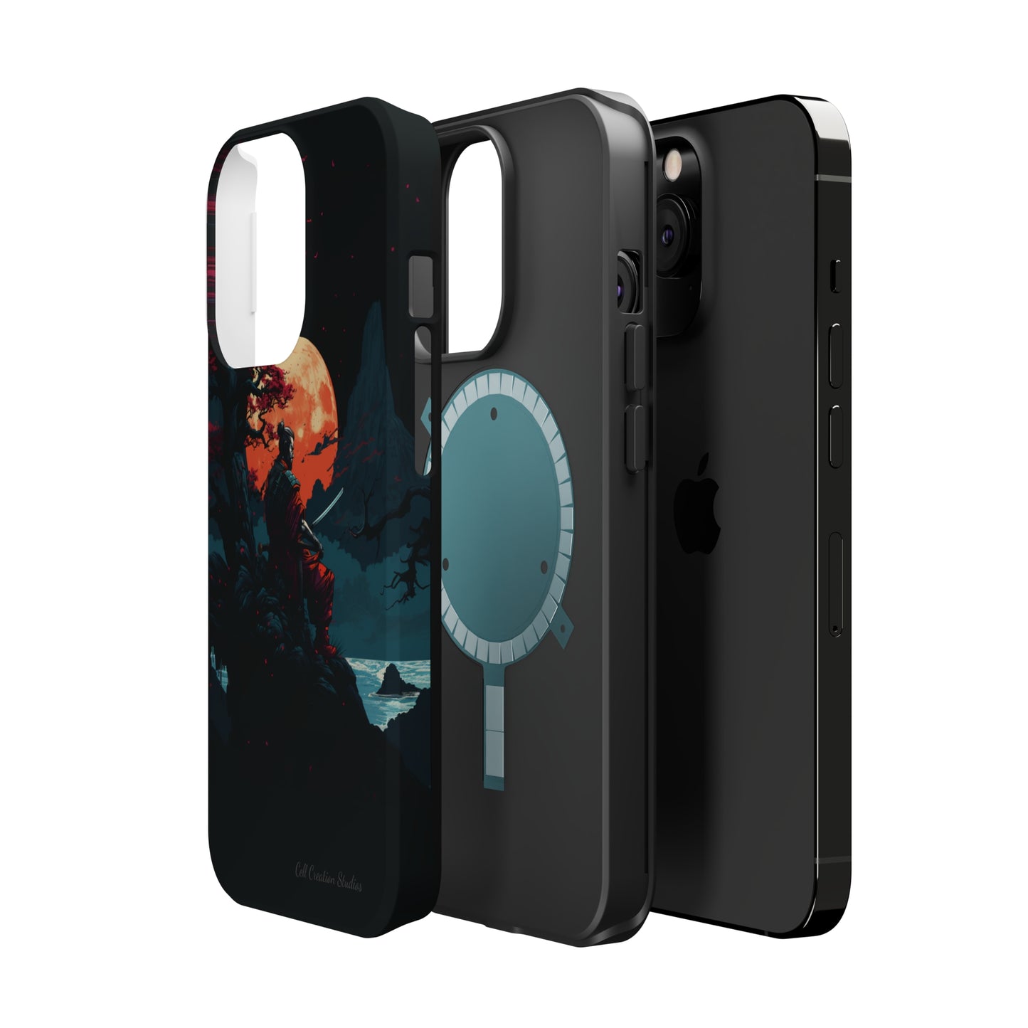 Introducing the "Moonlit Samurai Serenity" Cell Phone Case – Embrace Elegance and Strength -MagSafe Tough Cases