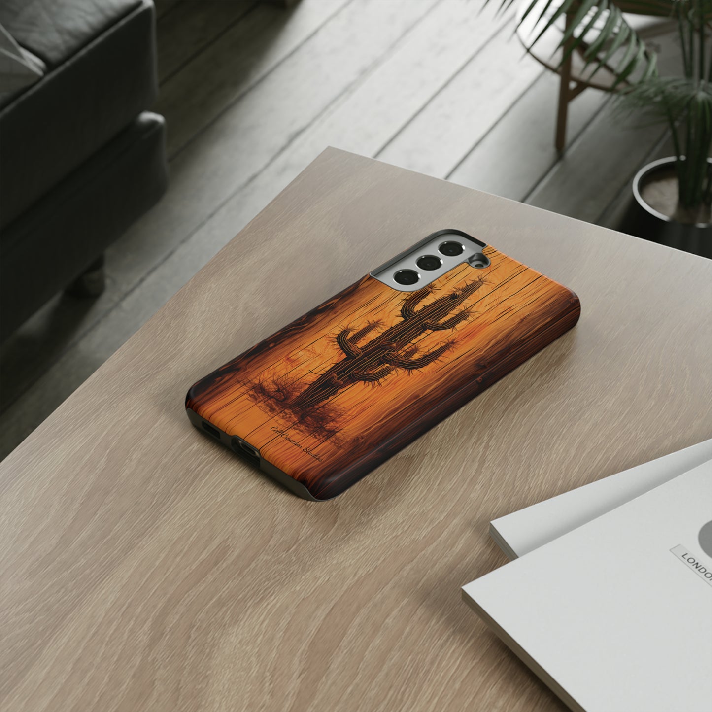 "Cactus Burnt Wood Phone Case" -Tough Cases