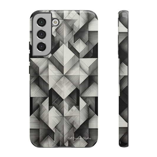 The "Black and White Geometric Pattern" Cell Phone Case- Elevate Your Phone's Style -Tough Cases