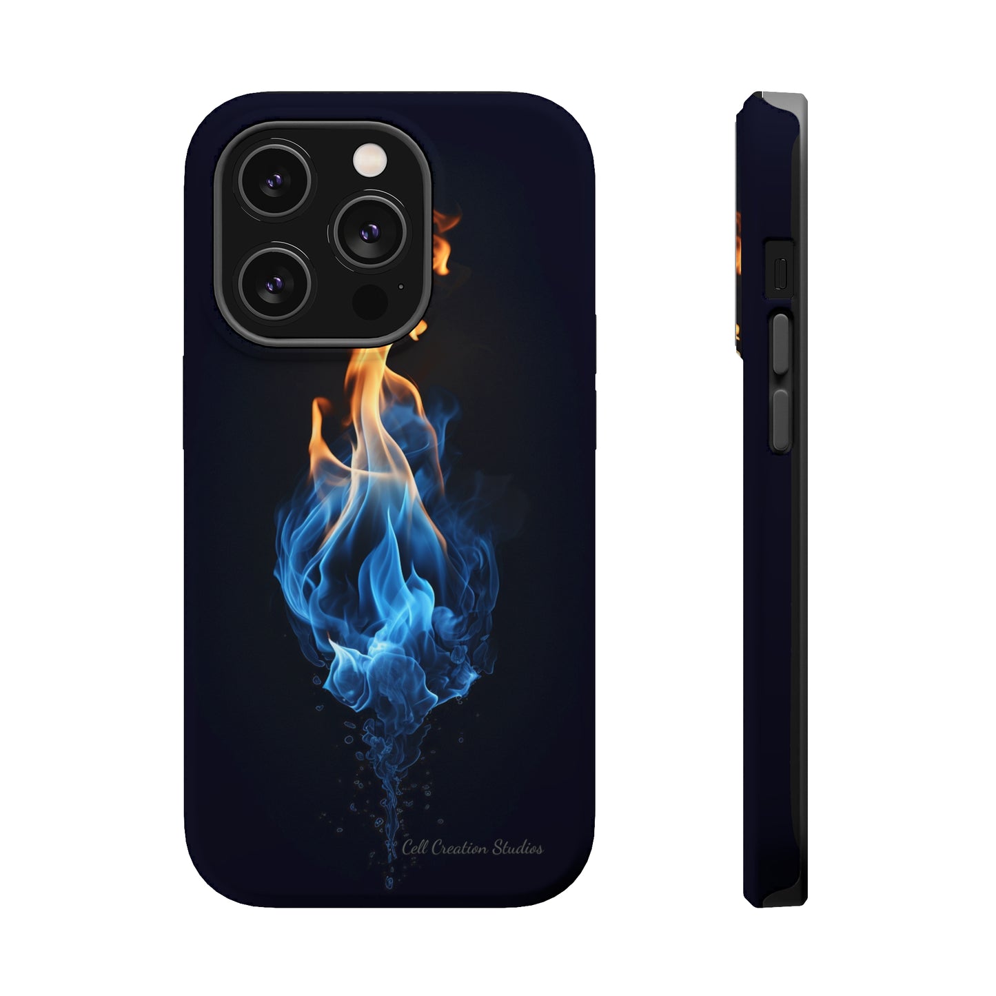 "Elegant Blue and Orange Flame" Phone Case: Ignite Your Style -MagSafe Tough Cases