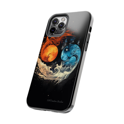 "Harmony in Contrast: Orange and Blue Yin and Yang Phone Case" -Tough Phone Cases