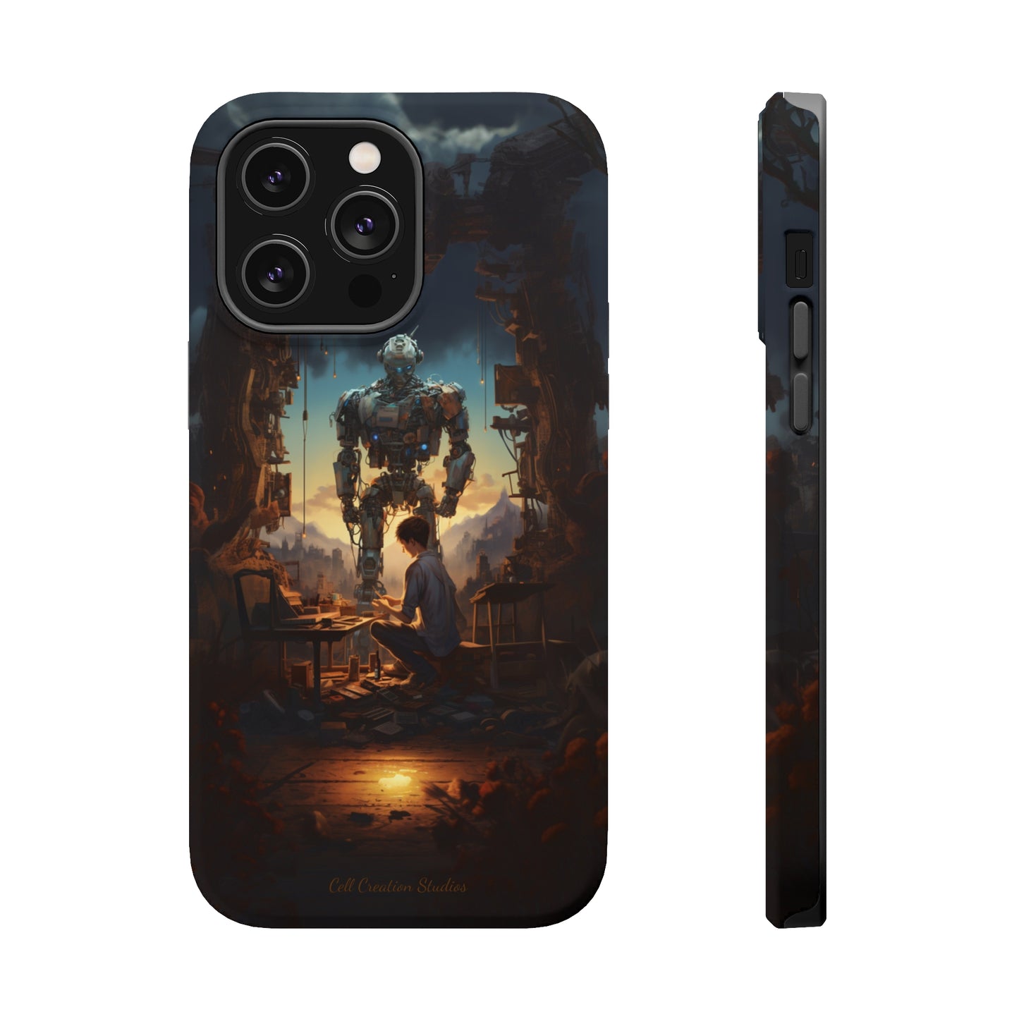 Introducing the "Mechanical Bond" Cell Phone Case – Witness a Captivating Moment of Giant Robot and Boy -MagSafe Tough Cases