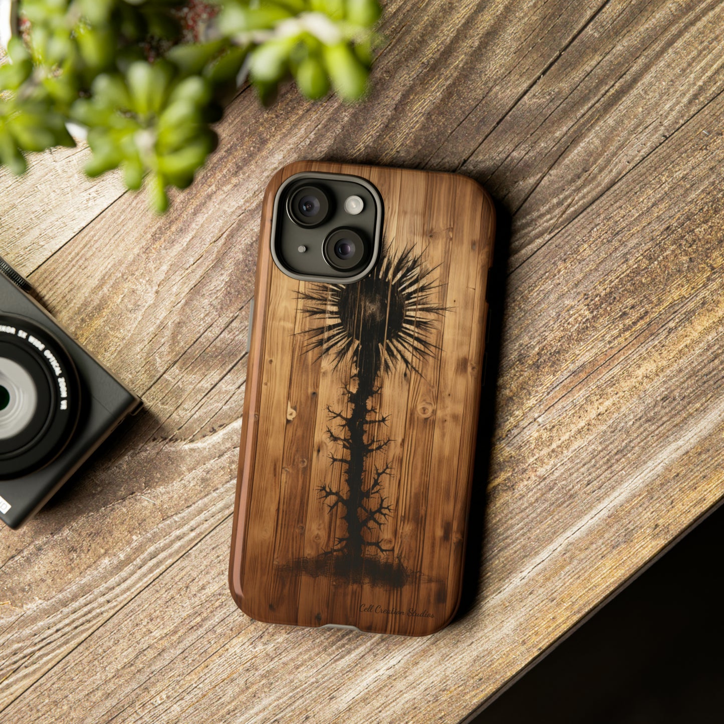 "Desert Plant on Wood Themed Phone Case: Embrace Nature's Beauty" -Tough Cases