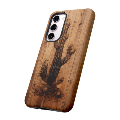 "Cactus Burnt Wood Design" Phone Case -Tough Cases