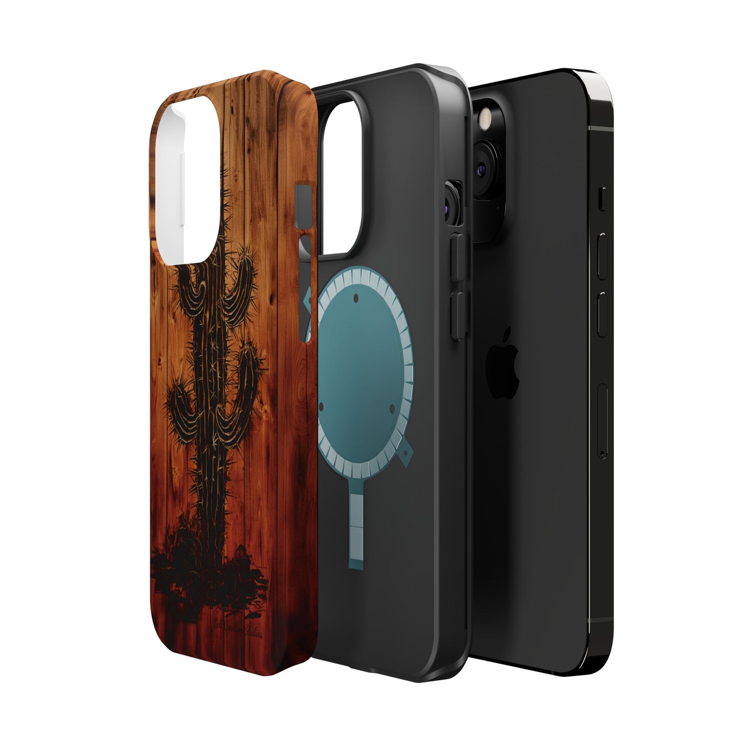 "Desert Vibes Cactus Burnt Wood Design" Phone Case -MagSafe Tough Cases