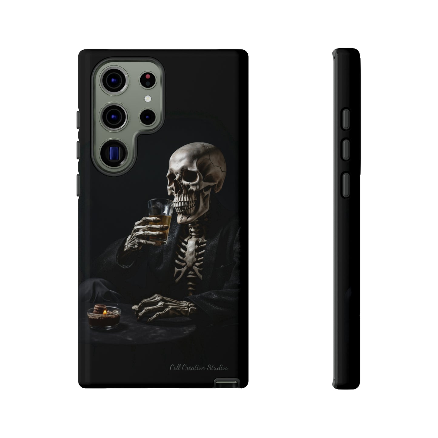 "Embrace the Dark Side with Our Skeleton Drinking Phone Case" -Tough Cases