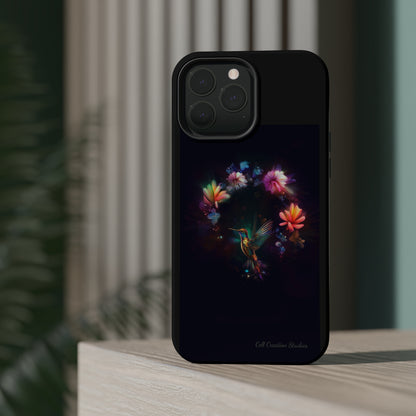 Introducing the "Floral Harmony Hummingbird" Cell Phone Case – Where Elegance Meets Nature -MagSafe Tough Cases