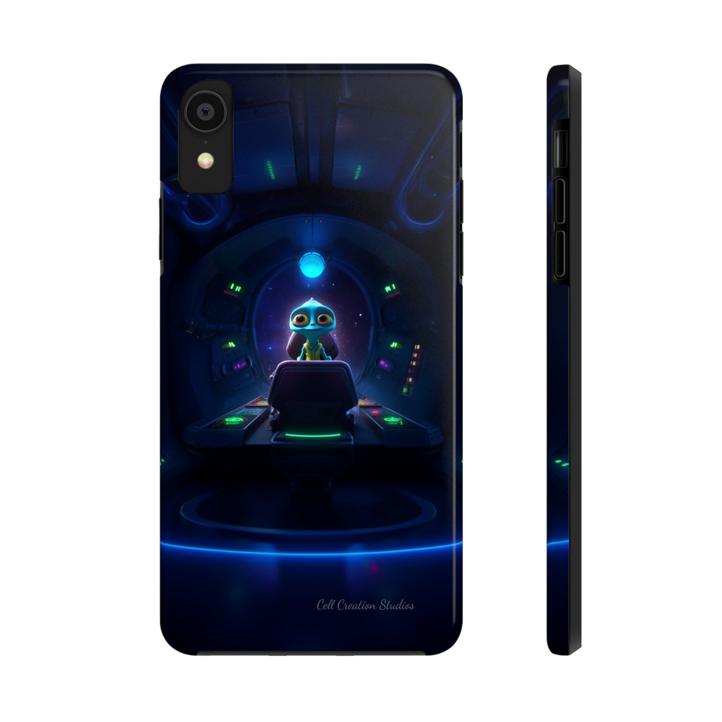 The "Galactic Buddy" Blue Alien Spaceship Phone Case -Tough Phone Cases