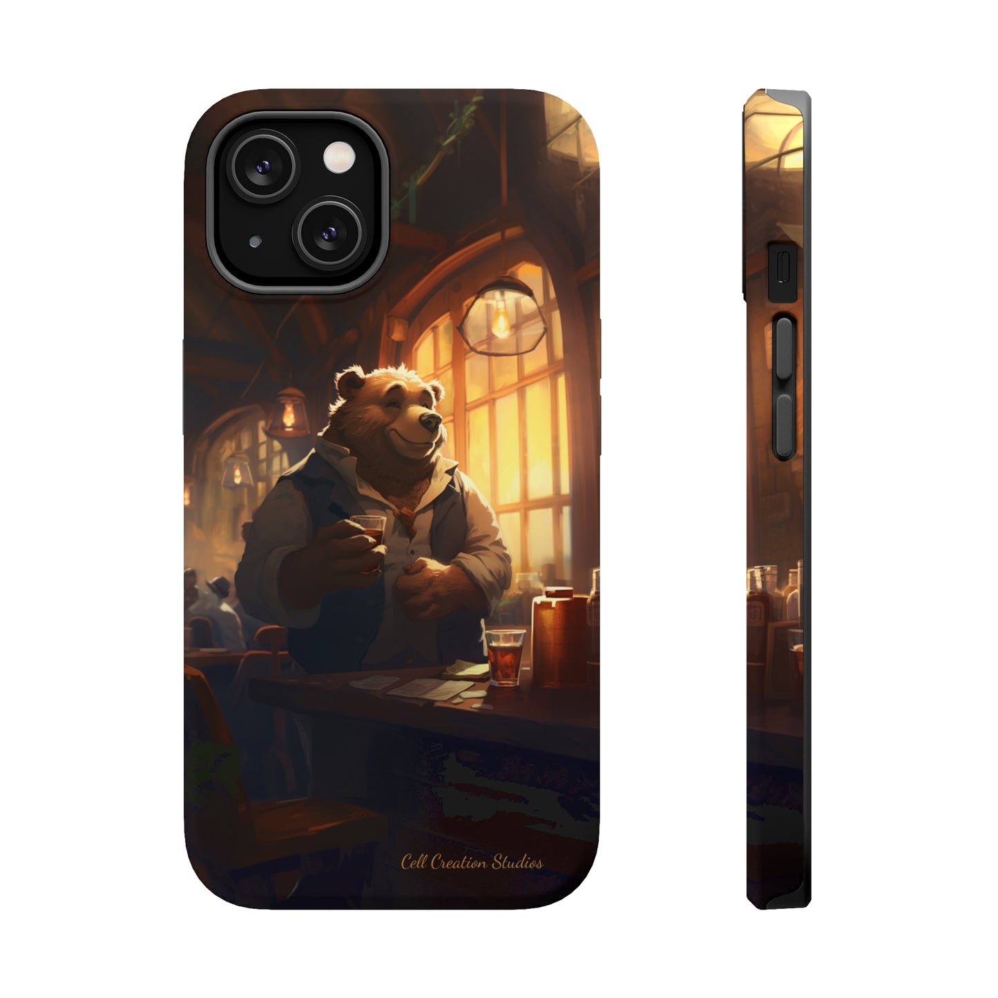 Introducing the "Bar-Hopping Bear" Cell Phone Case – Unleash Your Wild Side -MagSafe Tough Cases