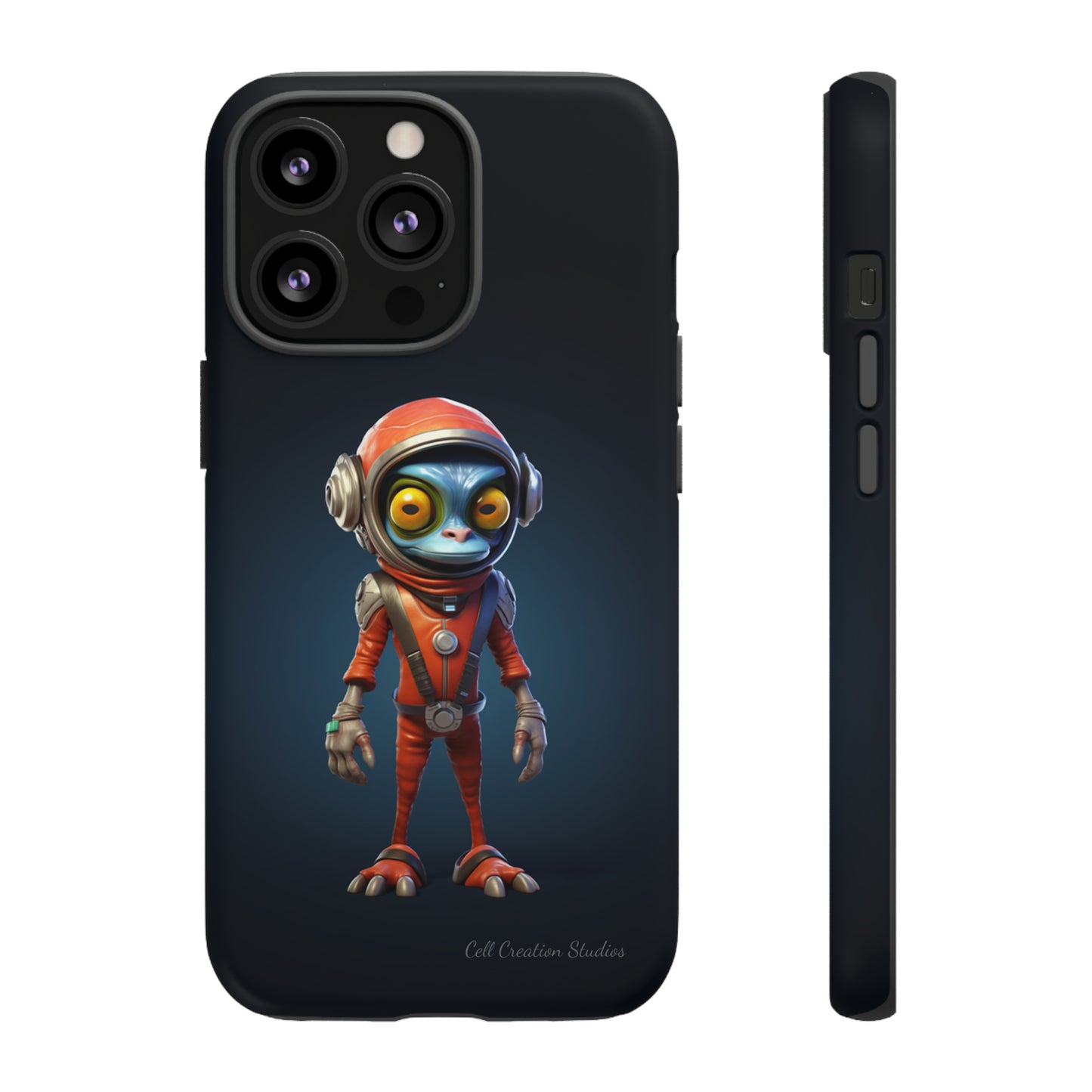 The "AstroGuard" Animated Blue Alien Astronaut Phone Case -Tough Cases