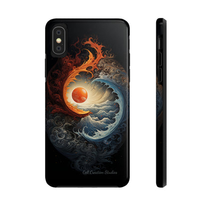 "Dual Elements Clash: Fire and Water Abstract" Phone Case -Tough Phone Cases