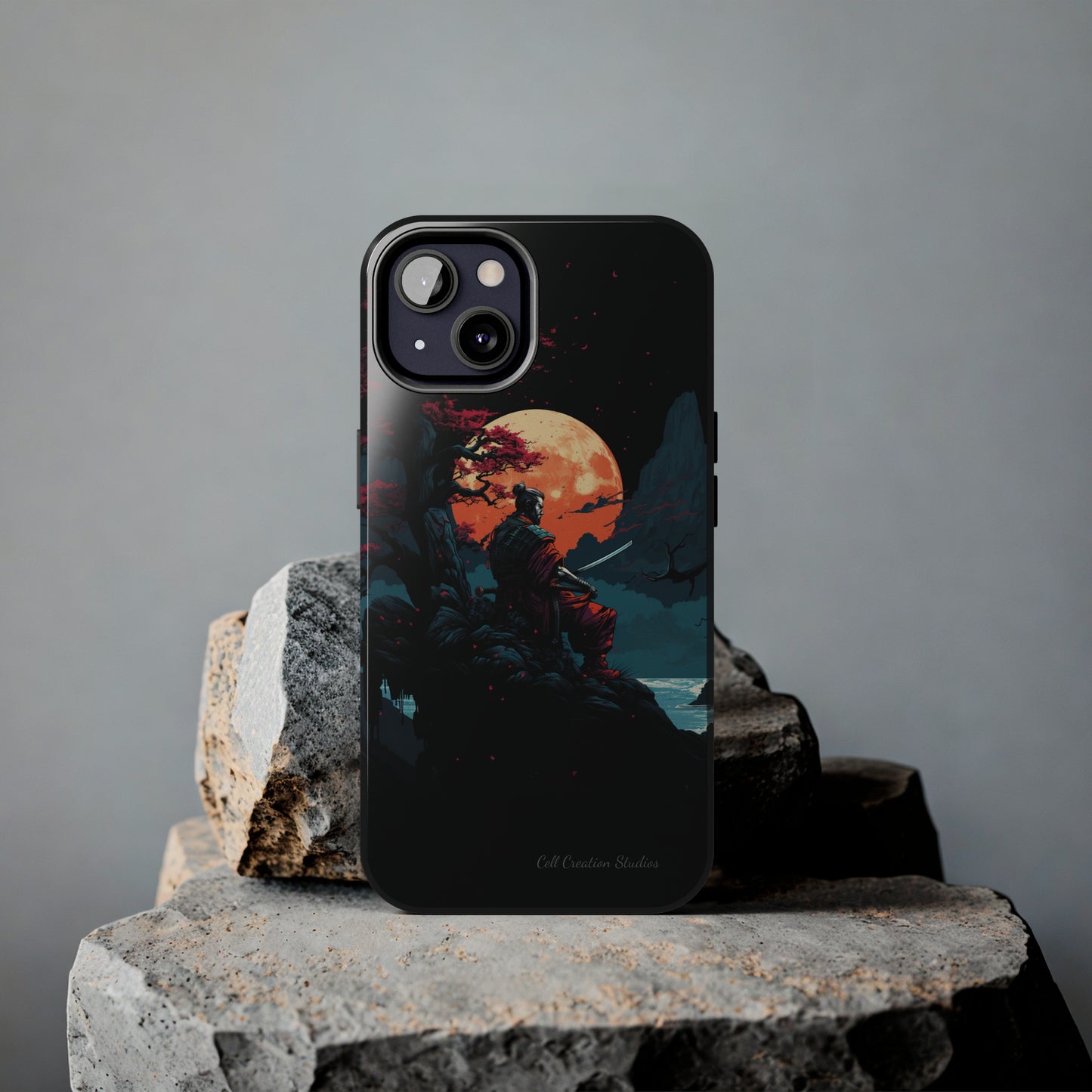 Introducing the "Moonlit Samurai Serenity" Cell Phone Case – Embrace Elegance and Strength -Tough Phone Cases