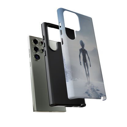 Introducing the "Frosty Extraterrestrial" Cell Phone Case – Embrace Alien Intrigue Amidst the Snowscape -Tough Cases