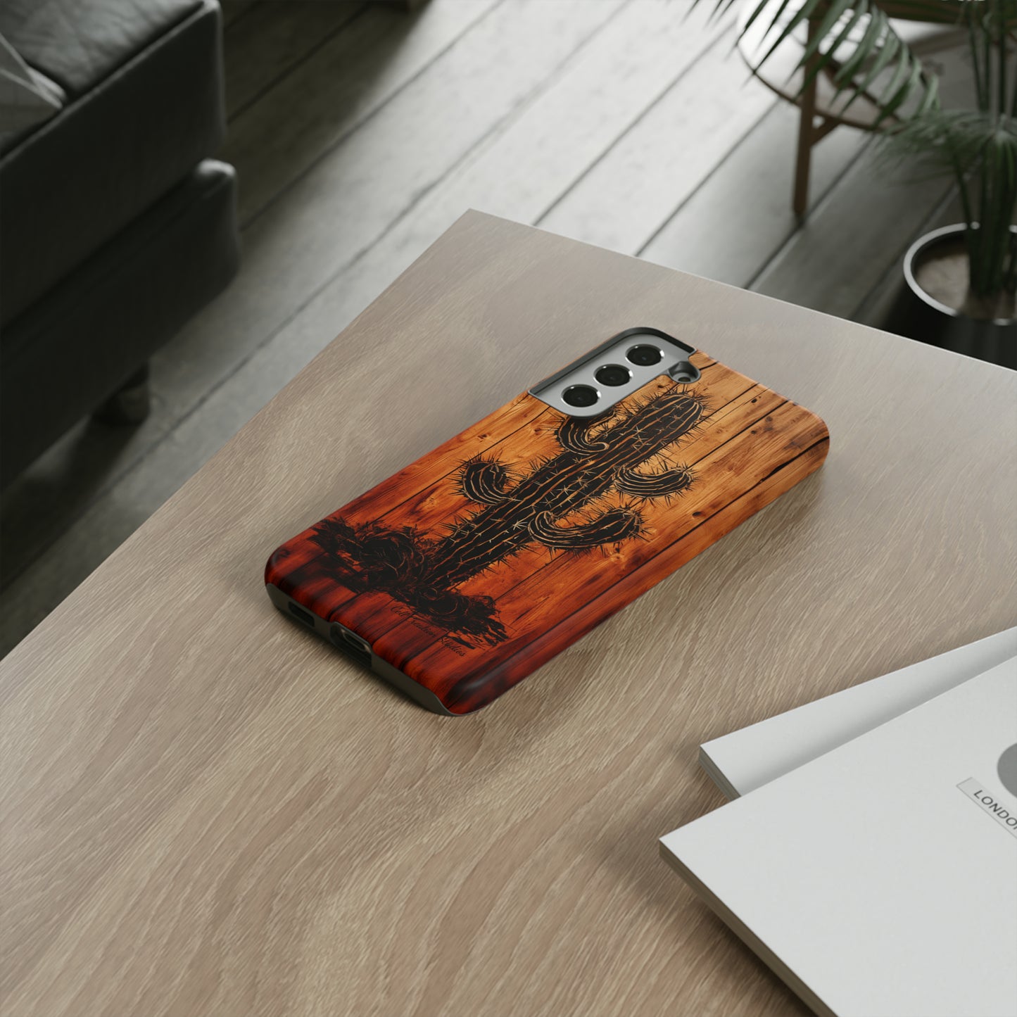 "Desert Vibes Cactus Burnt Wood Design" Phone Case -Tough Cases