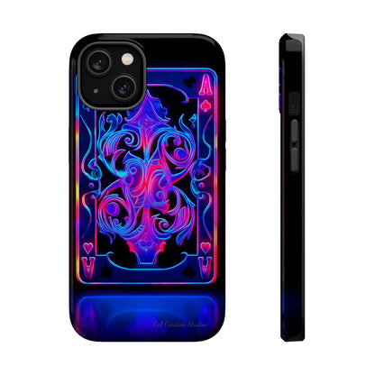 Introducing the "Neon Ace of Hearts" Cell Phone Case – Elevate Your Style with a Dazzling Card -MagSafe Tough Cases