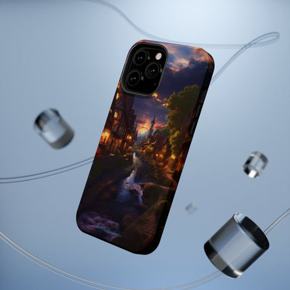 Introducing the "Riverside Serenity" Cell Phone Case – Embrace Peace with a Tranquil Town and Flowing River -MagSafe Tough Cases