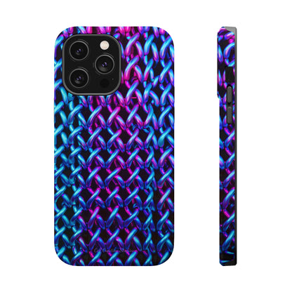 Introducing the "Neon Chainlink Glow" Cell Phone Case – Illuminate Your Style with Vibrant Chain Pattern Design -MagSafe Tough Cases