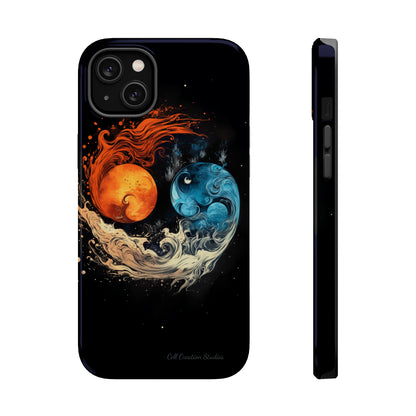 "Harmony in Contrast: Orange and Blue Yin and Yang Phone Case" -MagSafe Tough Cases