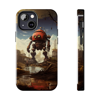 Introducing the "Urban Encounter" Cell Phone Case – Witness the Epic Convergence of Man and Giant Robot -Tough Phone Cases