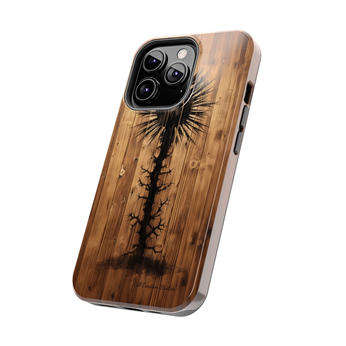 "Desert Plant on Wood Themed Phone Case: Embrace Nature's Beauty"-Tough Phone Cases