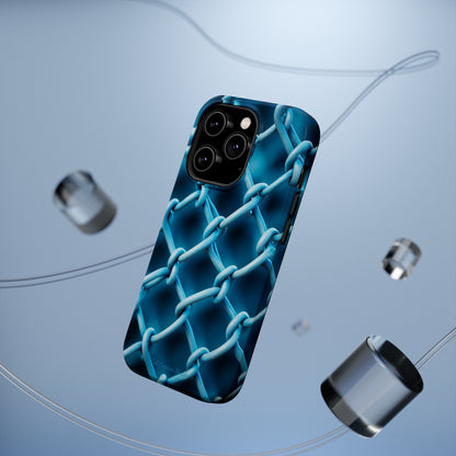 Introducing the "Elegant Chainlink" Cell Phone Case – Embrace Contemporary Style with Blue Chain Link Design -MagSafe Tough Cases