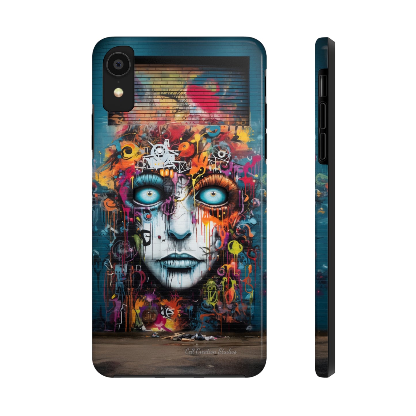 Elevate Your Style with our "Graffiti Face Concrete Wall" Phone Case -Tough Phone Cases